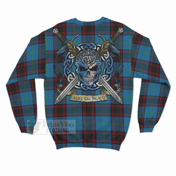 Wedderburn Tartan Sweatshirt with Family Crest Celtic Skull Style - Tartan Vibes Clothing