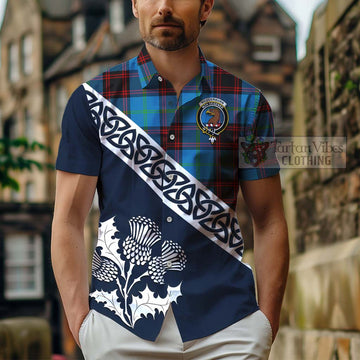 Wedderburn Tartan Hawaiian Shirt Featuring Thistle and Scotland Map - Tartan Vibes Clothing
