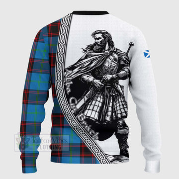 Wedderburn Tartan Clan Crest Knitted Sweater with Highlander Warrior Celtic Style - Tartan Vibes Clothing
