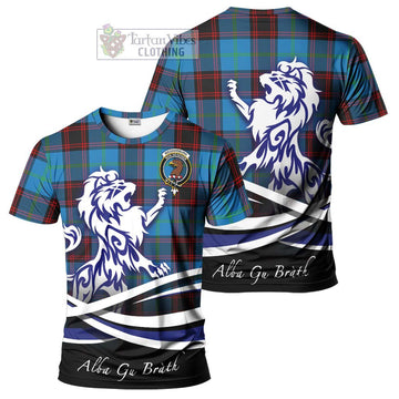 Wedderburn Tartan Cotton T-shirt with Alba Gu Brath Regal Lion Emblem Women's Shirt - Tartan Vibes Clothing
