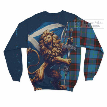 Wedderburn Tartan Family Crest Sweatshirt with Scottish Majestic Lion - Tartan Vibes Clothing