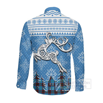 Wedderburn Clan Christmas Long Sleeve Button Shirt Celtic Reindeer Style Men's Shirt - Tartan Vibes Clothing
