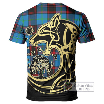 Wedderburn Tartan T-Shirt with Family Crest Celtic Wolf Style - Tartan Vibes Clothing