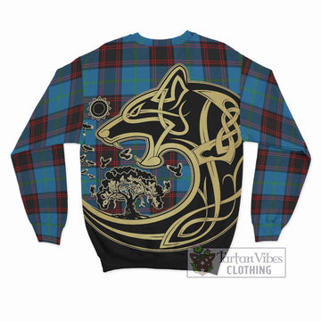 Wedderburn Tartan Sweatshirt with Family Crest Celtic Wolf Style - Tartan Vibes Clothing