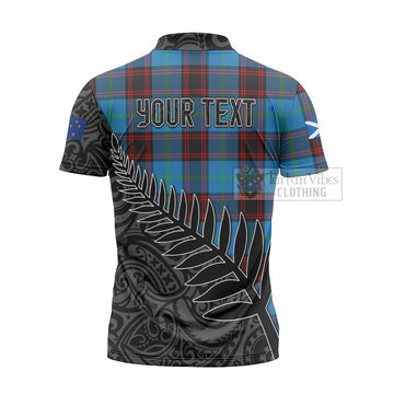 Wedderburn Crest Tartan Zipper Polo Shirt with New Zealand Silver Fern Half Style - Tartan Vibes Clothing