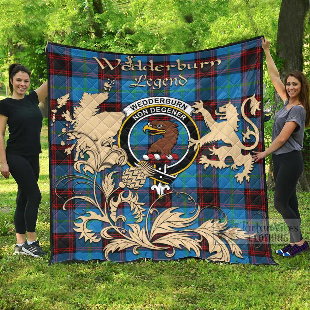 Tartan Vibes Clothing Wedderburn Tartan Quilt with Family Crest and Scottish Symbol Style