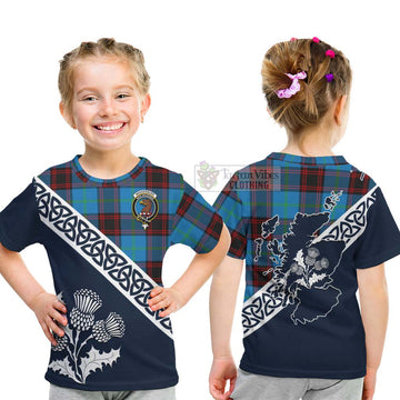 Wedderburn Tartan Kid T-Shirt Featuring Thistle and Scotland Map - Tartan Vibes Clothing