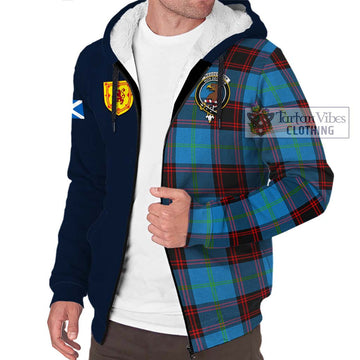 Wedderburn Tartan Sherpa Hoodie Alba with Scottish Lion Royal Arm Half Style - Tartan Vibes Clothing