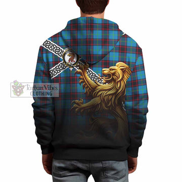 Tartan Vibes Clothing Wedderburn Crest Tartan Hoodie with Golden Lion Emblem Celtic Style