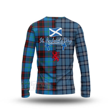 Wedderburn Tartan Long Sleeve T-Shirt Happy St. Andrew's Day Half Tartan Style - Tartan Vibes Clothing