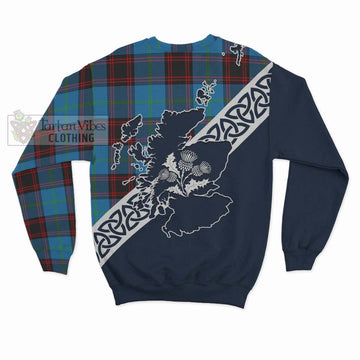 Wedderburn Tartan Sweatshirt Featuring Thistle and Scotland Map - Tartan Vibes Clothing