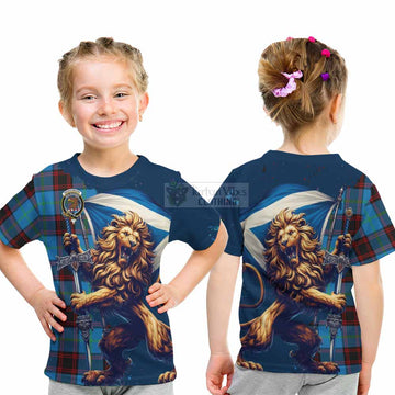 Wedderburn Tartan Family Crest Kid T-Shirt with Scottish Majestic Lion - Tartan Vibes Clothing