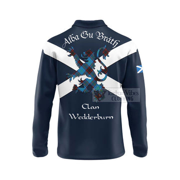 Wedderburn Tartan Lion Rampant Long Sleeve Polo Shirt Proudly Display Your Heritage with Alba Gu Brath and Clan Name - Tartan Vibes Clothing