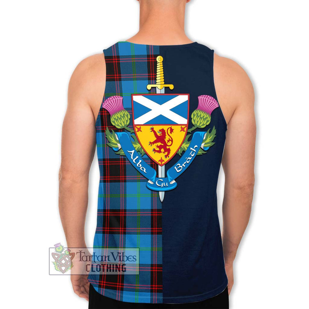 Wedderburn Tartan Men's Tank Top Alba with Scottish Lion Royal Arm Half Style - Tartan Vibes Clothing