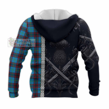 Wedderburn Tartan Knitted Hoodie with Family Crest Cross Sword Thistle Celtic Vibes - Tartan Vibes Clothing