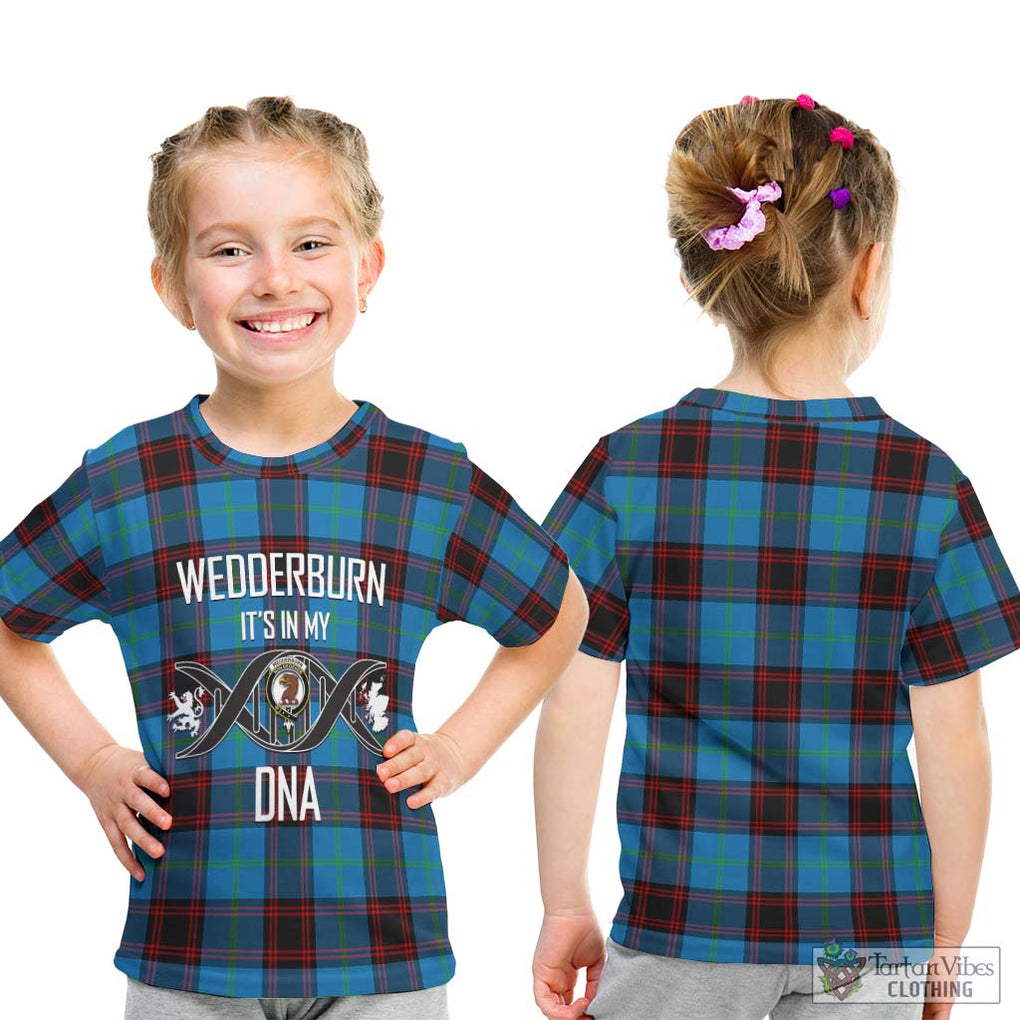 Wedderburn Tartan Kid T-Shirt with Family Crest DNA In Me Style - Tartan Vibes Clothing
