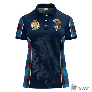 Wedderburn Tartan Women's Polo Shirt with Family Crest and Scottish Thistle Vibes Sport Style - Tartan Vibes Clothing