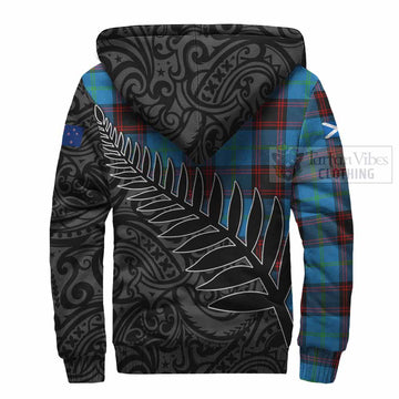 Wedderburn Crest Tartan Sherpa Hoodie with New Zealand Silver Fern Half Style - Tartan Vibes Clothing