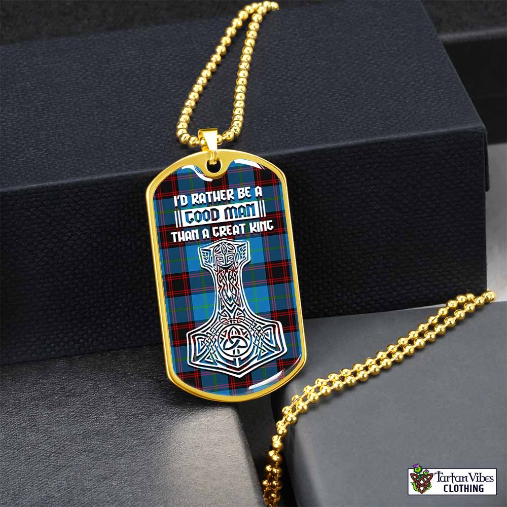 Wedderburn Tartan Dog Tag Necklace Viking Mjolnir Style Gold No - Tartan Vibes Clothing
