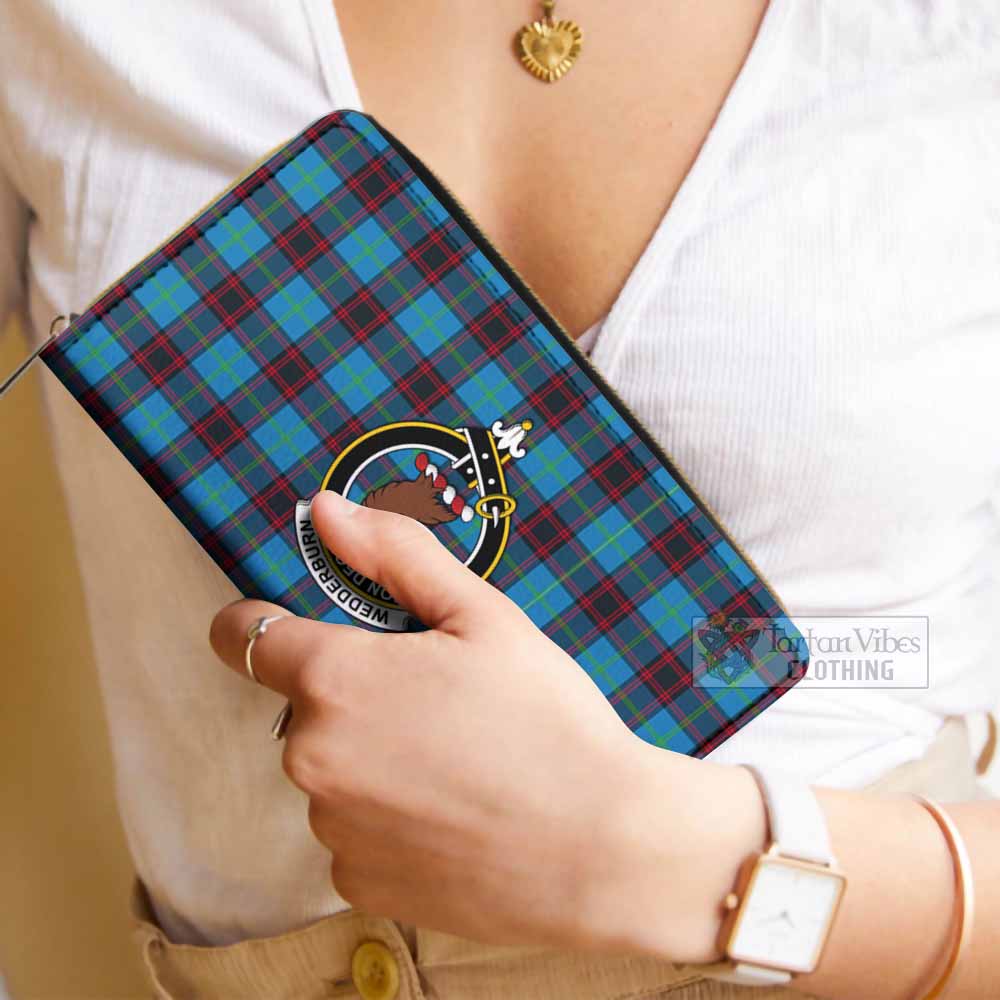 Wedderburn Tartan Women's Leather Wallet with Family Crest - Tartan Vibes Clothing
