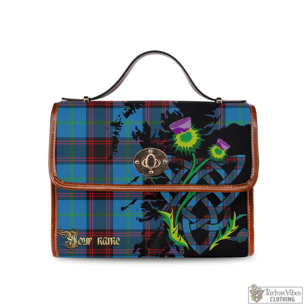 Tartan Vibes Clothing Wedderburn Tartan Waterproof Canvas Bag with Scotland Map and Thistle Celtic Accents