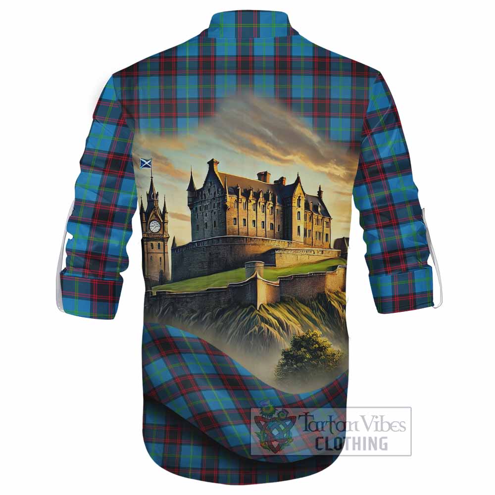 Wedderburn Tartan Family Crest Ghillie Kilt Shirt with Scottish Ancient Castle Style - Tartan Vibes Clothing
