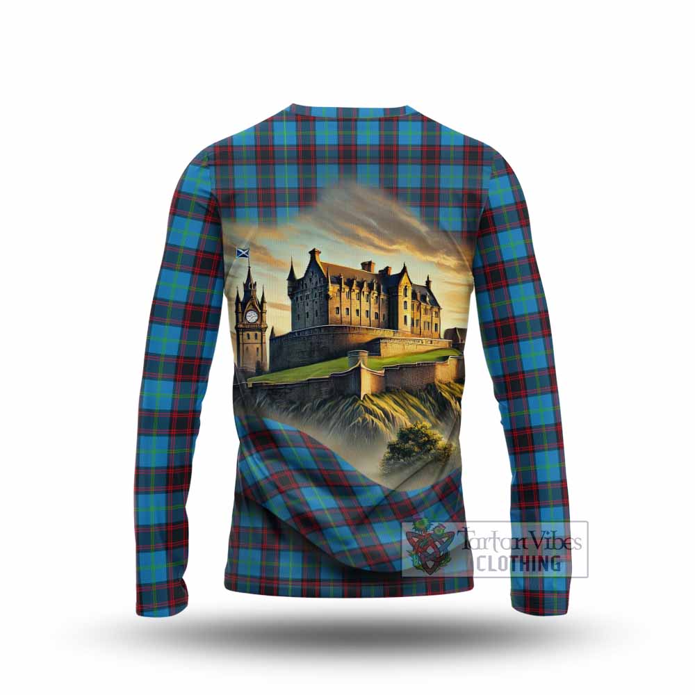 Wedderburn Tartan Family Crest Long Sleeve T-Shirt with Scottish Ancient Castle Style - Tartan Vibes Clothing