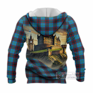 Wedderburn Tartan Family Crest Knitted Hoodie with Scottish Ancient Castle Style - Tartan Vibes Clothing