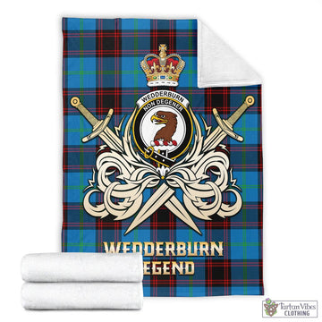 Wedderburn Tartan Blanket with Clan Crest and the Golden Sword of Courageous Legacy - Tartan Vibes Clothing