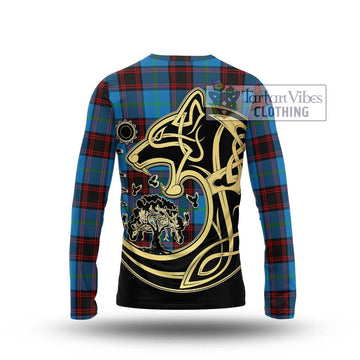 Wedderburn Tartan Long Sleeve T-Shirt with Family Crest Celtic Wolf Style - Tartan Vibes Clothing