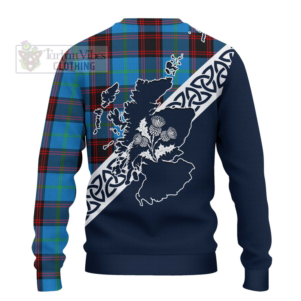 Wedderburn Tartan Ugly Sweater Featuring Thistle and Scotland Map - Tartan Vibes Clothing