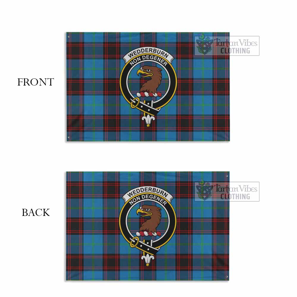 Tartan Vibes Clothing Wedderburn Tartan House Flag with Family Crest