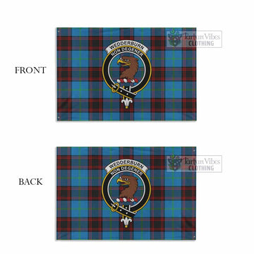 Tartan Vibes Clothing Wedderburn Tartan House Flag with Family Crest