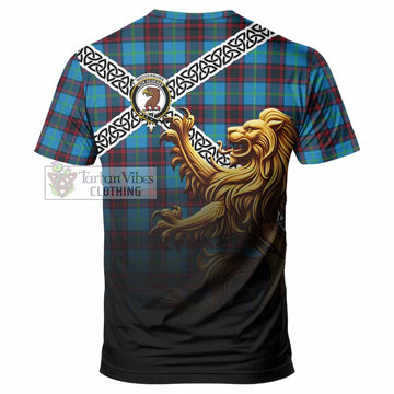 Wedderburn Crest Tartan T-Shirt with Golden Lion Emblem Celtic Style - Tartan Vibes Clothing