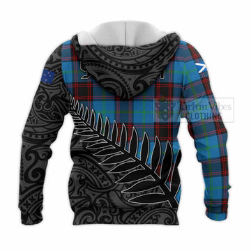 Tartan Vibes Clothing Wedderburn Crest Tartan Knitted Hoodie with New Zealand Silver Fern Half Style