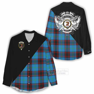 Wedderburn Tartan Women's Casual Shirt with Family Crest and Military Logo Style - Tartan Vibes Clothing