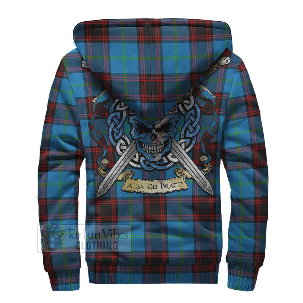Wedderburn Tartan Sherpa Hoodie with Family Crest Celtic Skull Style - Tartan Vibes Clothing