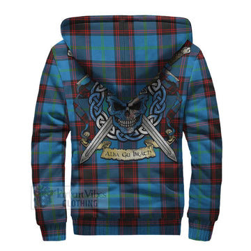 Wedderburn Tartan Sherpa Hoodie with Family Crest Celtic Skull Style - Tartan Vibes Clothing