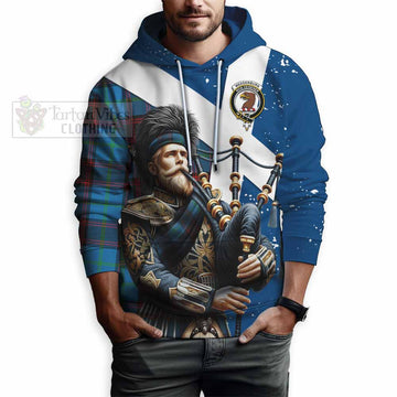 Wedderburn Tartan Hoodie with Family Crest Scottish Bagpiper Vibes - Tartan Vibes Clothing