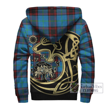 Wedderburn Tartan Sherpa Hoodie with Family Crest Celtic Wolf Style - Tartan Vibes Clothing