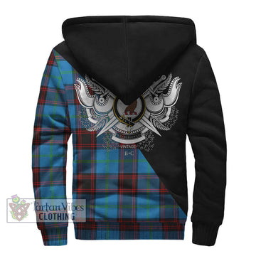 Wedderburn Tartan Sherpa Hoodie with Family Crest and Military Logo Style - Tartan Vibes Clothing