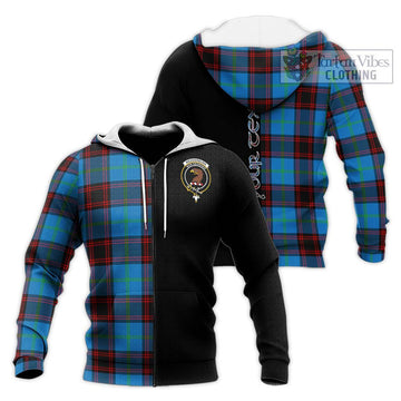 Wedderburn Tartan Knitted Hoodie with Family Crest and Half Of Me Style Unisex Knitted Zip Hoodie - Tartan Vibes Clothing