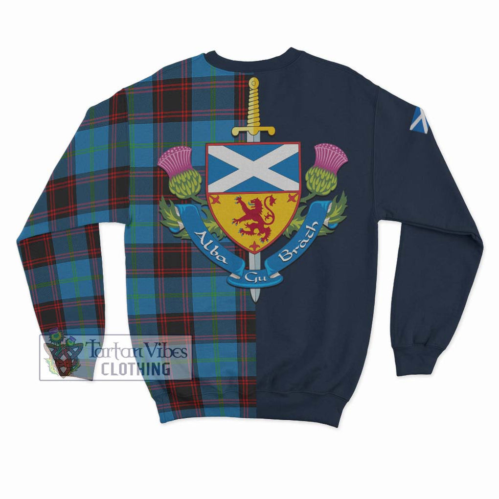 Wedderburn Tartan Sweatshirt Alba with Scottish Lion Royal Arm Half Style - Tartan Vibes Clothing