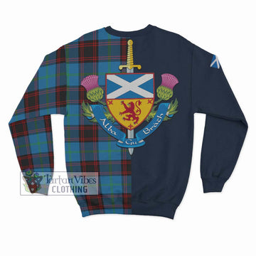 Wedderburn Tartan Sweatshirt Alba with Scottish Lion Royal Arm Half Style - Tartan Vibes Clothing