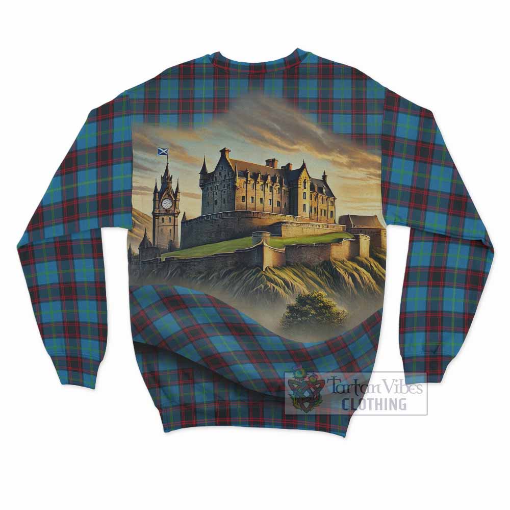 Wedderburn Tartan Family Crest Sweatshirt with Scottish Ancient Castle Style - Tartan Vibes Clothing