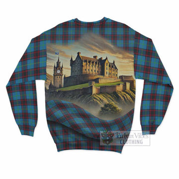 Wedderburn Tartan Family Crest Sweatshirt with Scottish Ancient Castle Style - Tartan Vibes Clothing
