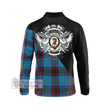 Wedderburn Tartan Long Sleeve Polo Shirt with Family Crest and Military Logo Style - Tartan Vibes Clothing