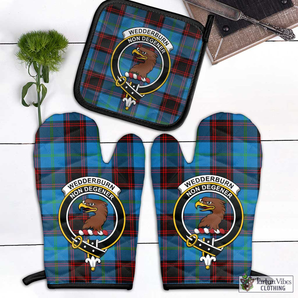Wedderburn Tartan Combo Oven Mitt & Pot-Holder with Family Crest Black - Tartan Vibes Clothing