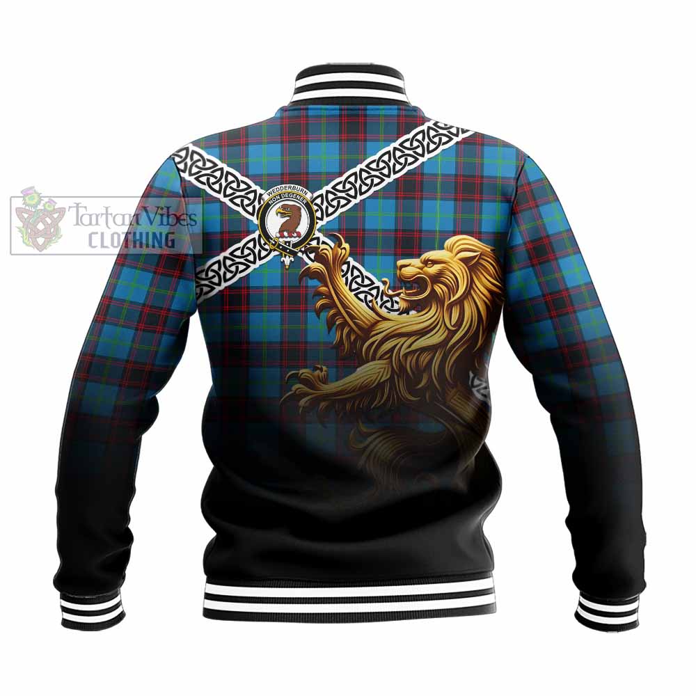 Wedderburn Crest Tartan Baseball Jacket with Golden Lion Emblem Celtic Style - Tartan Vibes Clothing