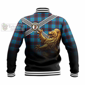 Tartan Vibes Clothing Wedderburn Crest Tartan Baseball Jacket with Golden Lion Emblem Celtic Style